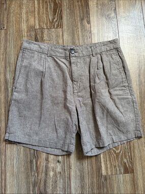 Old Navy Men's Pleated Linen Flat Front Shorts - Taupe Brown